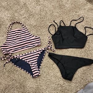 Jack Wills Pink and Black Bikini Set